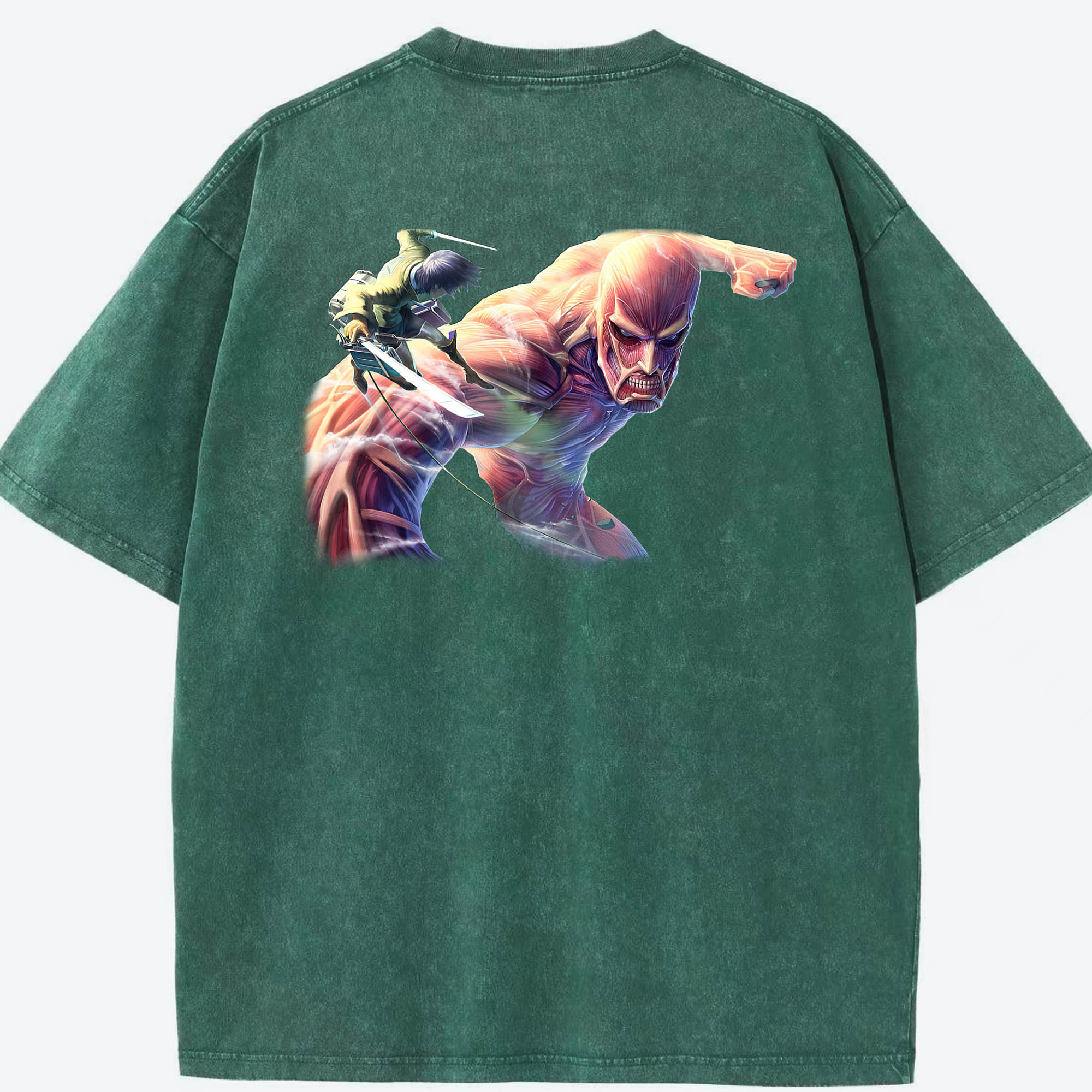 （画像用） 進撃の巨人 Attack on Titan 綿100% ヴィンテージ風 半袖Tシャツ（背面プリント）
